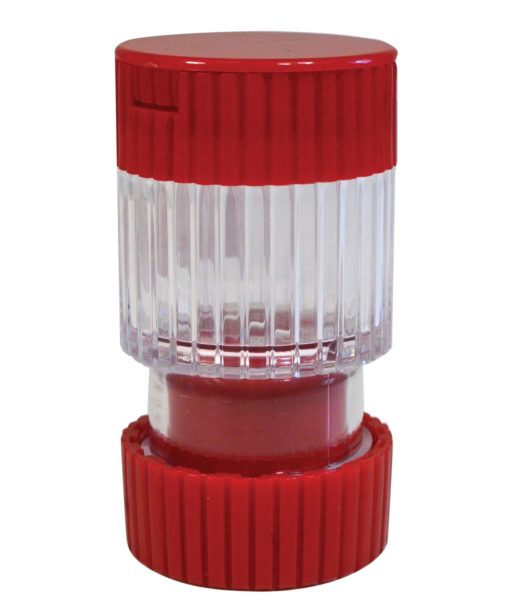 A red multi-functional pill storage, pill cutter, pill crusher