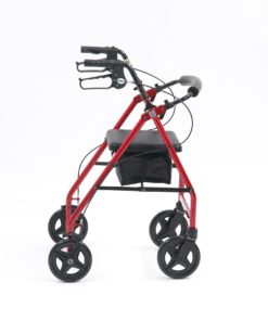 bright red rollator with seat