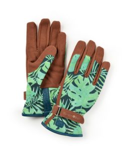 Ladies gardening gloves with padded palms and genuine leather trim