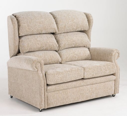 A comfortable and stylish waterfall backed comfort arm two seater settee