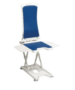 Battery operated bathlift with blue covers