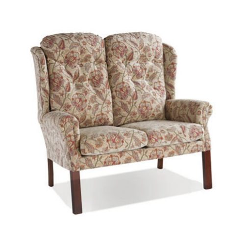 Stunning traditional button backed two seater settee with straight legs of solid beech