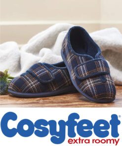 Ronnie mens slipper in Navy Highland by Cosyfeet