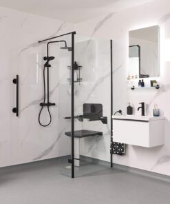 Modern wetroom in black and white