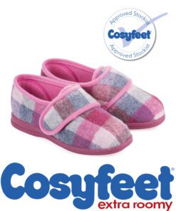 Cosyfeet Holly Pink Check slippers