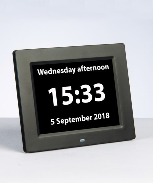 Day date and time screen of Rosebud reminder clock
