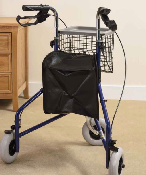 Blue tri walker with bag and tray