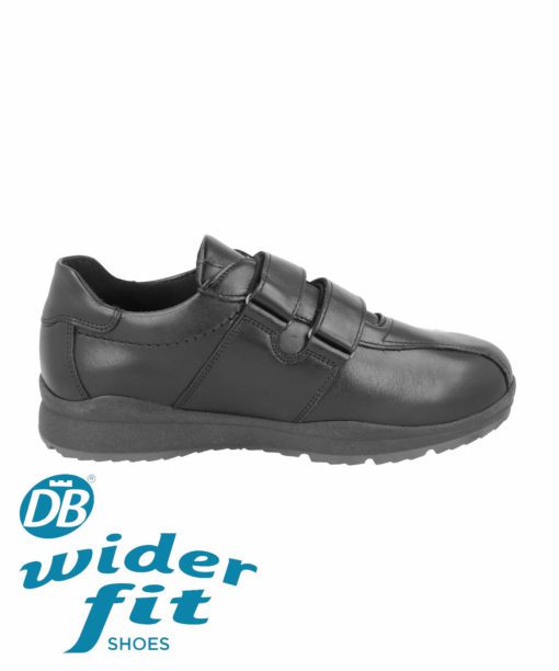Norwich in black leather by DB Wider fit ladies shoes