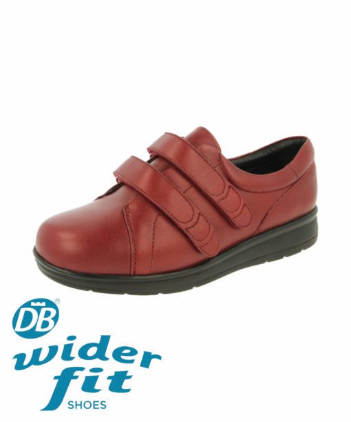 DB wider fit ladies Shoes - Norwich in Red leather