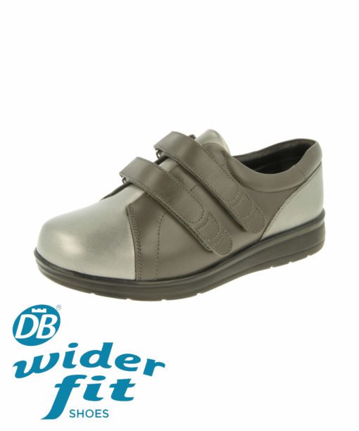 DB wider fit ladies Shoes - Norwich in Silver/Grey leather