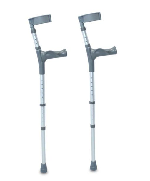 Pair of adjustable crutches with comfortable grip
