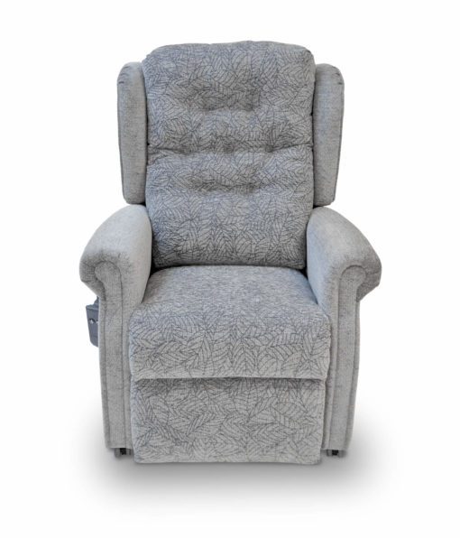 Deep button back riser recliner chair in grey