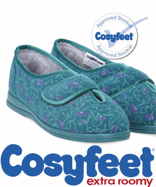 Cosyfeet Diane Jade Floral slippers