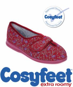 Cosyfeet Diane Wine Floral extra roomy slipper
