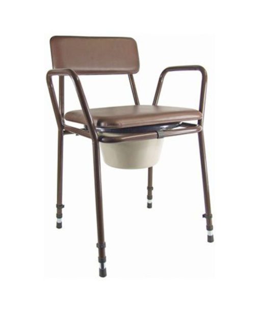 height adjustable commode chair in brown