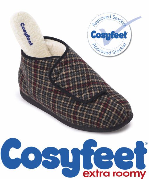 Cosyfeet Robbie Retro Check Bootee with insole