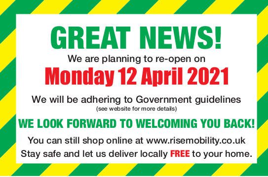 Great News! We plan to re-open on Monday 12th April 2021