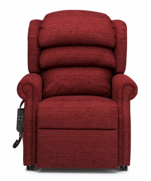 Duchy Waterfall back rise and recline chair in Wine fabric