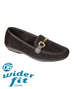 DB wider fit Martha house shoe in Black
