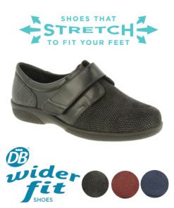 DB wider fit stretch ladies shoe in black