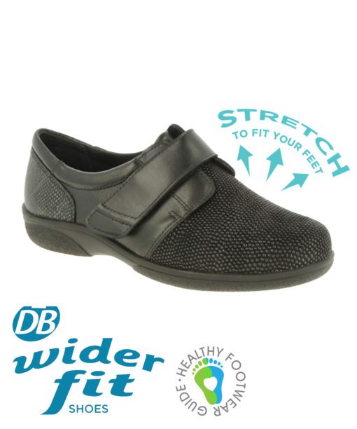 DB wider fit shoes Firecrest stretch Black
