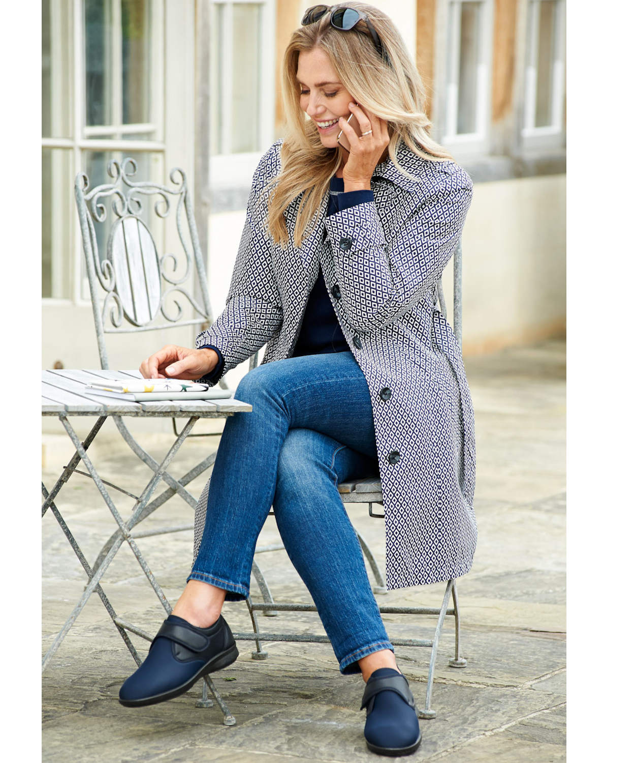 db-wider-fit-eliza-ladies-shoes DB wider Fit Eliza ladies stretch shoes in Navy