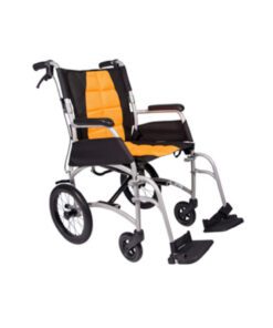 Aidacare Vida ultra lightweight transit chair in black with orange