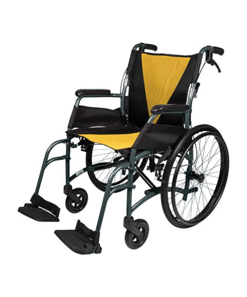 Aidacare Vida ultra lightweight 16" transit chair in black with mustard