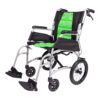 Aidacare Vida lightweight folding transit chair attendant push in green and black.