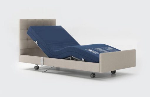 Signature upholstered care bed with profiling high pressure care mattress