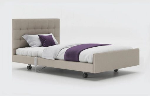 Low footboard upholstered profiling care bed with deep button headboard