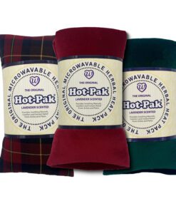 velour wheat bag Hot paks in Cranberry, Holly or Tartan