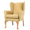 Queen Anne style high seat fireside chair in Gold