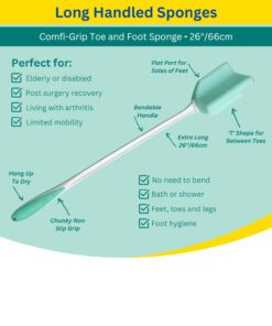 Long handled comfort grip toe sponge information