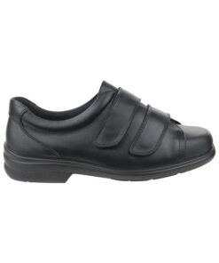 Cosyfeet Bart double strap fastening in black leather