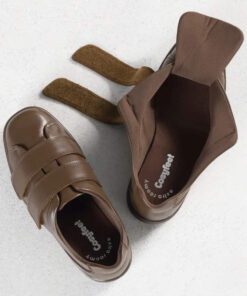 Cosyfeet Bart wide fit shoes in brown leather for men