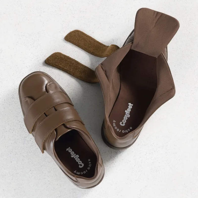 cosyfeet-bart-brown-wide-fitting-mens-shoes Cosyfeet Bart wide fit shoes in brown leather for men