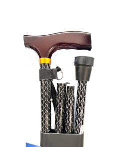 Black wave folding walking stick