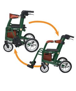 Height adjustable handle bars make comfortable pushing