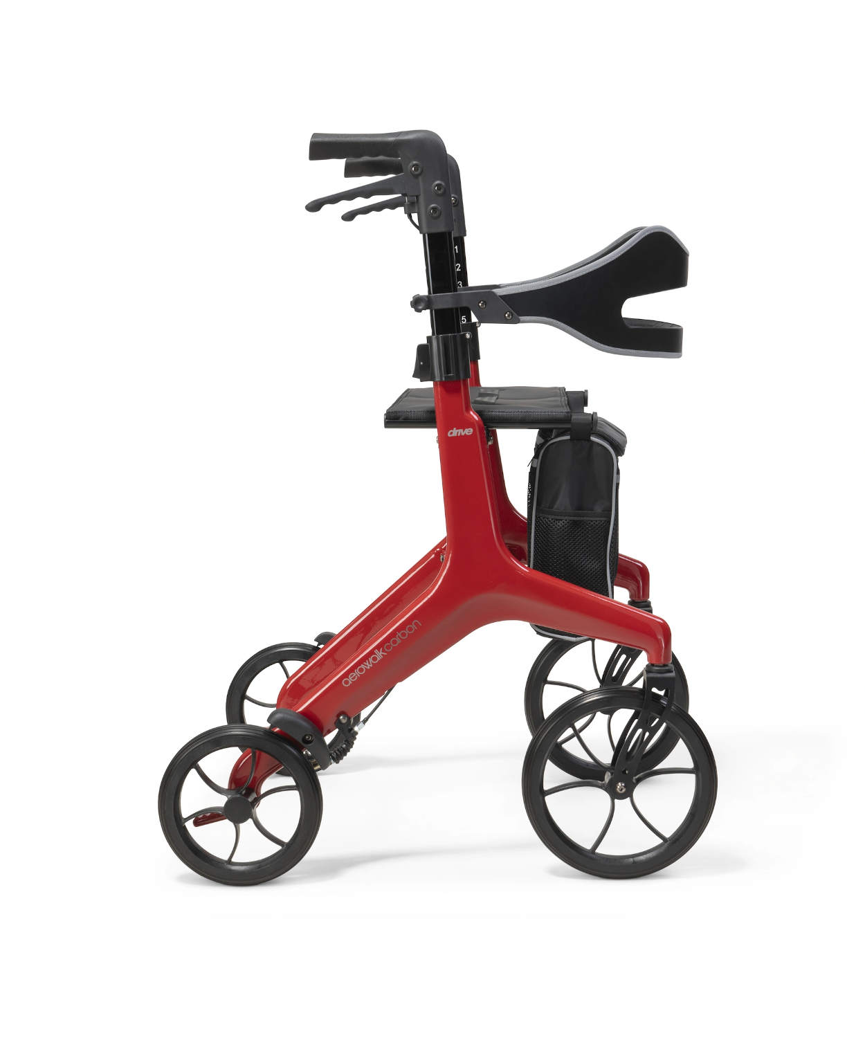 aerowalk-carbon-rollator-fire-red-side aerowalk carbon fibre rollator in fire red