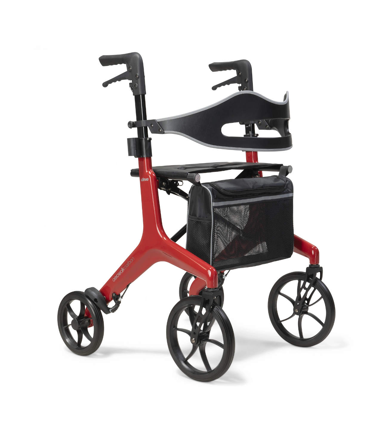 aerowalk-carbon-rollator-fire red aerowalk carbon fibre rollator in fire red